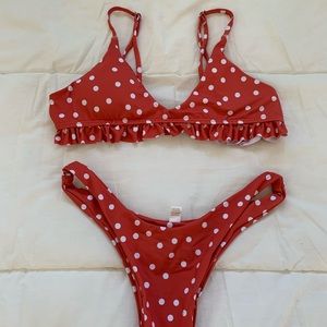 Polka dot ruffle bikini